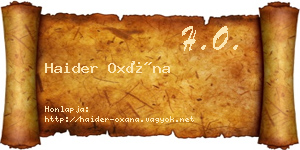 Haider Oxána névjegykártya